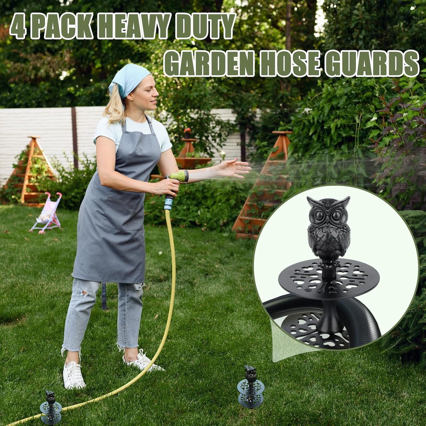 Hose Guides for Garden Heavy Duty Metal Water Hose Guards for Flower Beds Garden Stake Spike Cast Iron Plant Protector for Lawn Yard Ground Outside Flower Bed