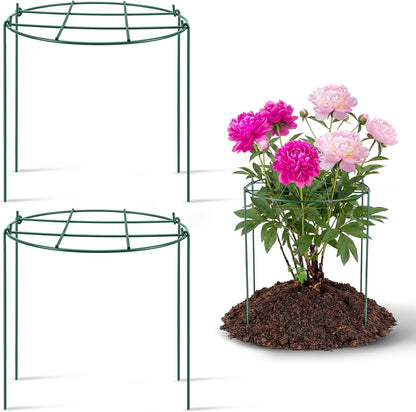 2 Pcs 24" H x 20" D Large Peony Cage and Support Grow Through Plant Supports Round Garden Flower Stake Plants Ring Hoop for Outdoor Floral Tomato Vegetable Improve Planting Success Rate