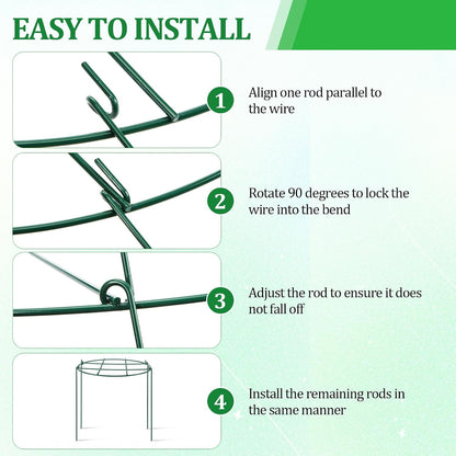 2 Pcs 24" H x 20" D Large Peony Cage and Support Grow Through Plant Supports Round Garden Flower Stake Plants Ring Hoop for Outdoor Floral Tomato Vegetable Improve Planting Success Rate