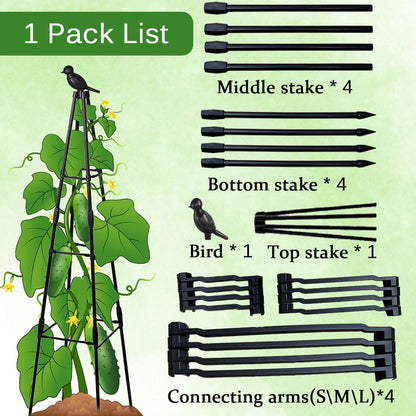 Garden Trellis, 47" Plant Trellis for Potted Plants Flowers Vegetables and Vines,Tomato Cage Tower,Garden Obelisk Trellis,Plant Support Stand for Climbing Plants Outdoor and Indoor-1 Pack