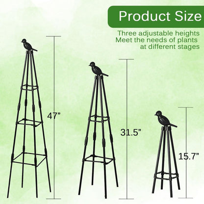 Garden Trellis, 47" Plant Trellis for Potted Plants Flowers Vegetables and Vines,Tomato Cage Tower,Garden Obelisk Trellis,Plant Support Stand for Climbing Plants Outdoor and Indoor-1 Pack
