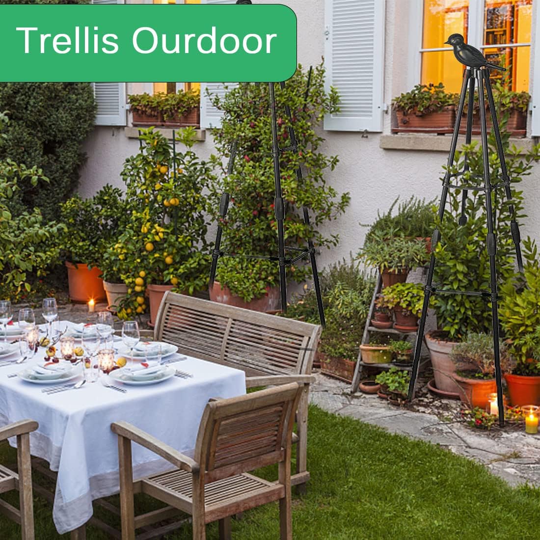 Garden Trellis, 47" Plant Trellis for Potted Plants Flowers Vegetables and Vines,Tomato Cage Tower,Garden Obelisk Trellis,Plant Support Stand for Climbing Plants Outdoor and Indoor-1 Pack