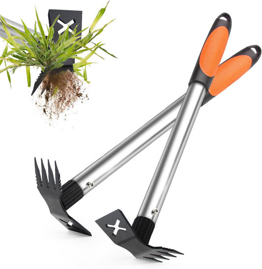 2 in 1 Manual Weeding Rake and Garden Hoe for Yard Lawn Patio Garden