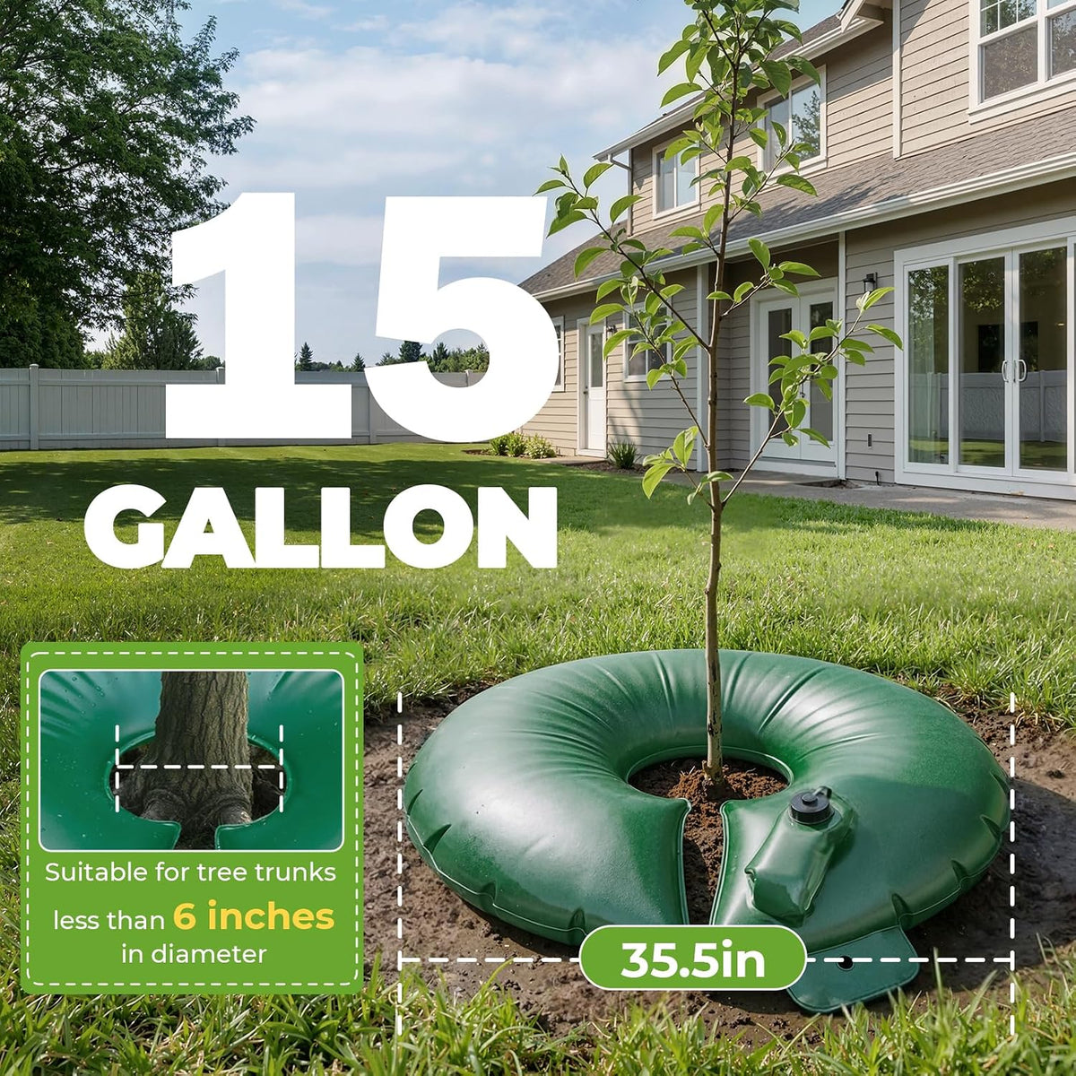 15 Gallon Slow Release Tree Watering Bags, 2 Pack