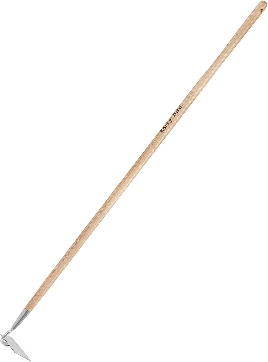 Flat Edge Hoe,58’’ Standing Weeding Tool with Wood Handle