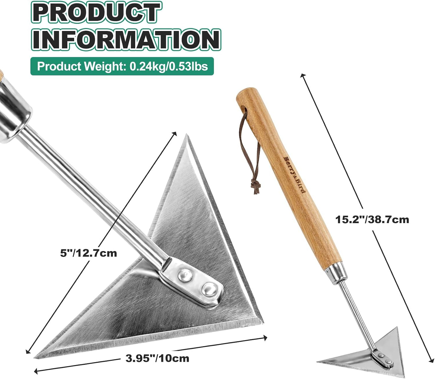 Flat Edge Hoe,58’’ Standing Weeding Tool with Wood Handle