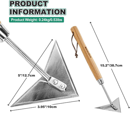 Flat Edge Hoe,58’’ Standing Weeding Tool with Wood Handle