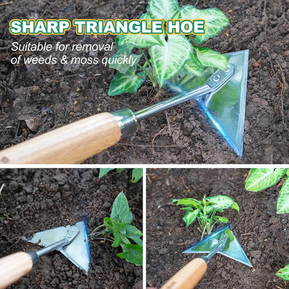 Flat Edge Hoe,58’’ Standing Weeding Tool with Wood Handle