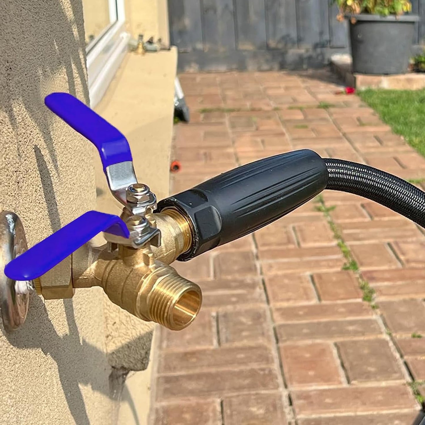 Brass Garden Hose Splitter 2 Way Heavy Duty，with 304 Stainless Steel Long Handle，Brass Y Valve Water Garden Hose Adapter 2 Way Y Valve 3/4" GHT Thread