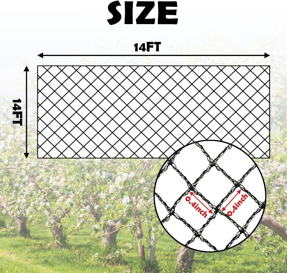 Bird Netting 25x25 Ft, 1/2In Mesh Garden Bird Netting, Fruit Tree Netting
