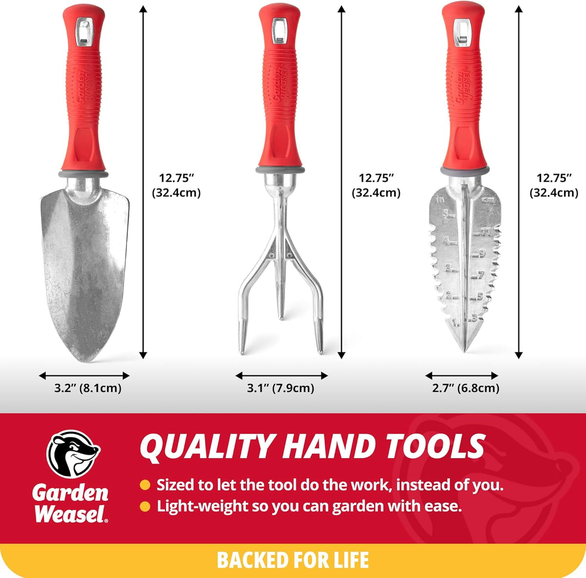 3Piece Hand Tool Set Trowel Transplanter Cultivator Gardening
