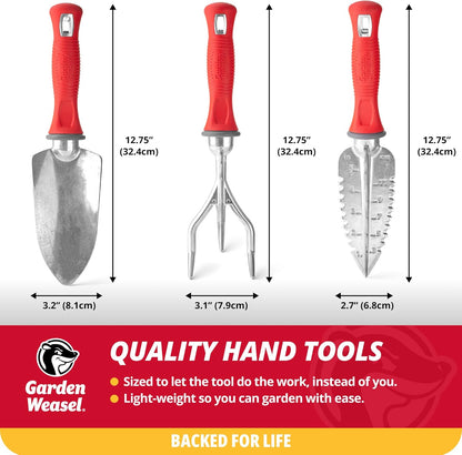 3Piece Hand Tool Set Trowel Transplanter Cultivator Gardening