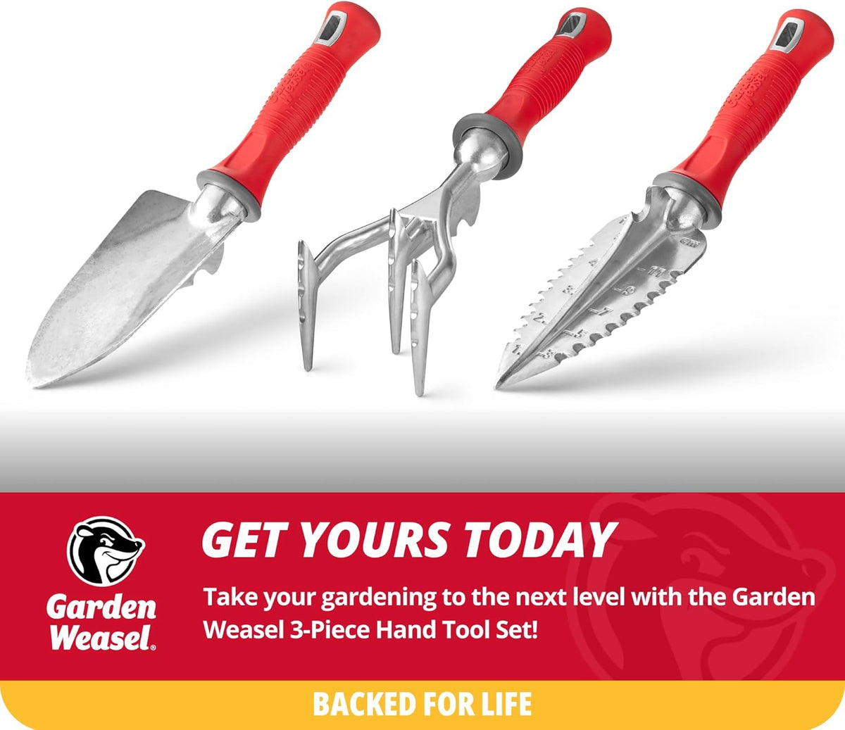 3Piece Hand Tool Set Trowel Transplanter Cultivator Gardening
