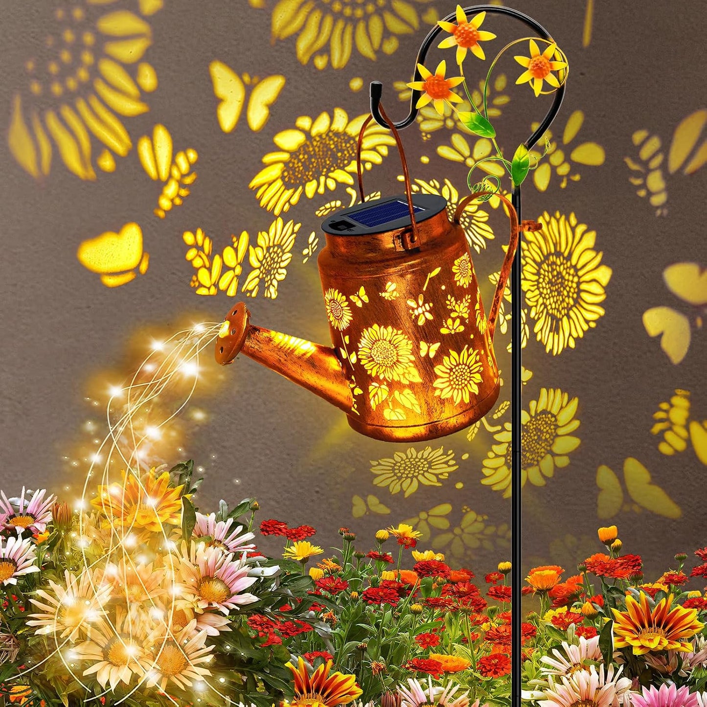 Solar Watering Can with Lights, Birthday Gifts for Mom Women Mother's Day, Outdoor Garden Decor Sunflower Solar Garden Lights for Outdoor Pathway Yard Lawn Patio, Waterproof Gardening Decorations