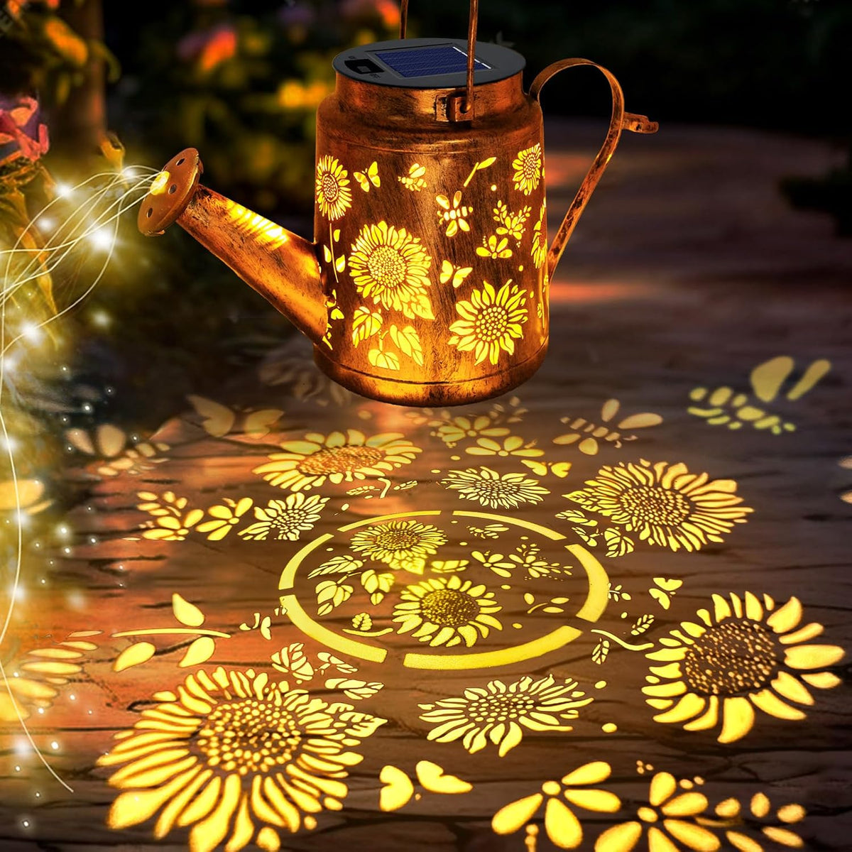 Solar Watering Can with Lights, Birthday Gifts for Mom Women Mother's Day, Outdoor Garden Decor Sunflower Solar Garden Lights for Outdoor Pathway Yard Lawn Patio, Waterproof Gardening Decorations