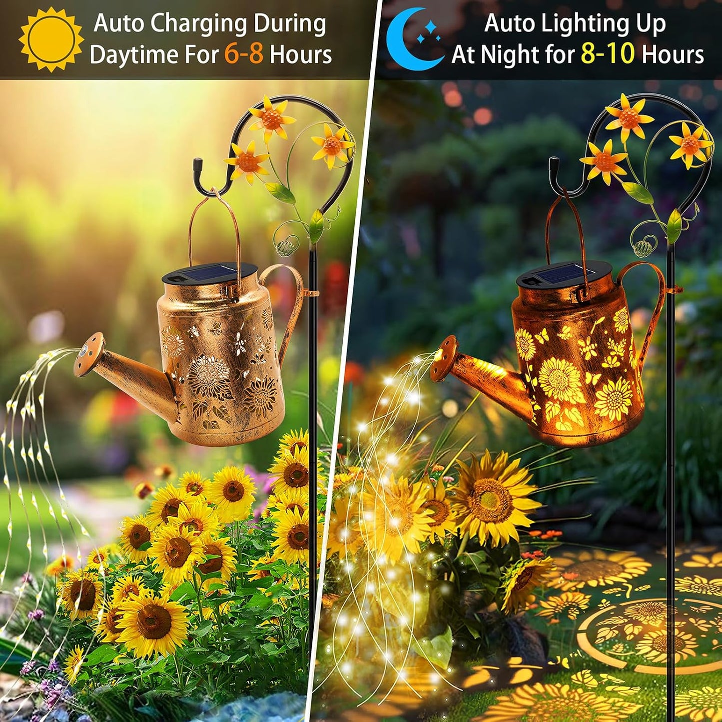 Solar Watering Can with Lights, Birthday Gifts for Mom Women Mother's Day, Outdoor Garden Decor Sunflower Solar Garden Lights for Outdoor Pathway Yard Lawn Patio, Waterproof Gardening Decorations