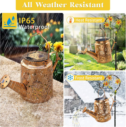 Solar Watering Can with Lights, Birthday Gifts for Mom Women Mother's Day, Outdoor Garden Decor Sunflower Solar Garden Lights for Outdoor Pathway Yard Lawn Patio, Waterproof Gardening Decorations