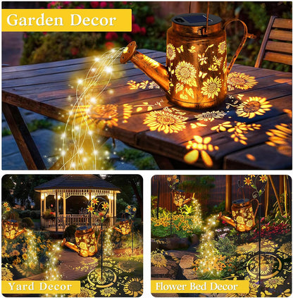 Solar Watering Can with Lights, Birthday Gifts for Mom Women Mother's Day, Outdoor Garden Decor Sunflower Solar Garden Lights for Outdoor Pathway Yard Lawn Patio, Waterproof Gardening Decorations