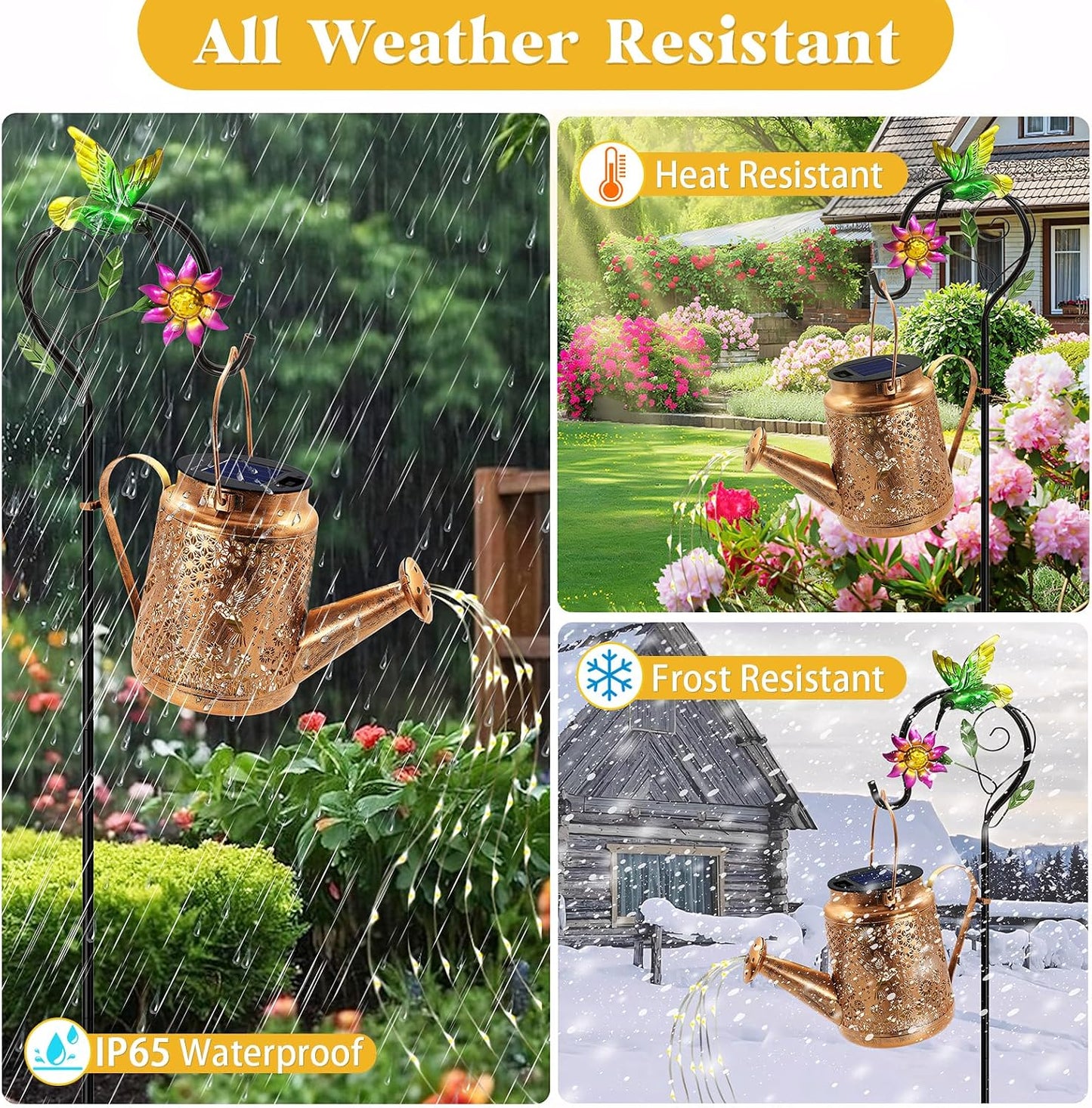 Solar Watering Can with Lights, Birthday Gifts for Mom Women Mother's Day, Outdoor Garden Decor Sunflower Solar Garden Lights for Outdoor Pathway Yard Lawn Patio, Waterproof Gardening Decorations