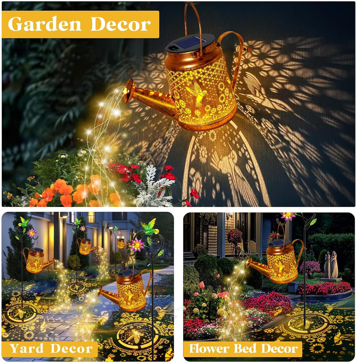 Solar Watering Can with Lights, Birthday Gifts for Mom Women Mother's Day, Outdoor Garden Decor Sunflower Solar Garden Lights for Outdoor Pathway Yard Lawn Patio, Waterproof Gardening Decorations