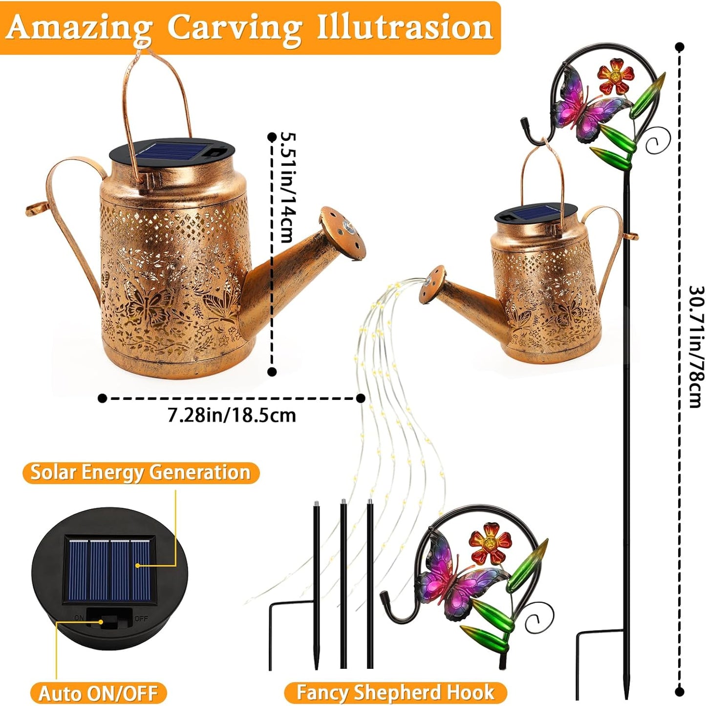 Solar Watering Can with Lights, Birthday Gifts for Mom Women Mother's Day, Outdoor Garden Decor Sunflower Solar Garden Lights for Outdoor Pathway Yard Lawn Patio, Waterproof Gardening Decorations