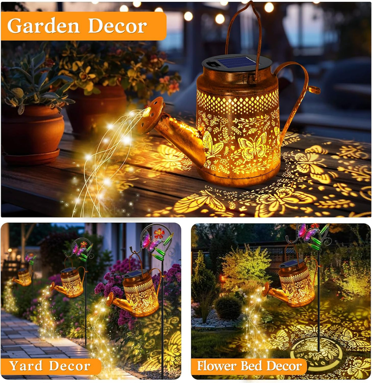 Solar Watering Can with Lights, Birthday Gifts for Mom Women Mother's Day, Outdoor Garden Decor Sunflower Solar Garden Lights for Outdoor Pathway Yard Lawn Patio, Waterproof Gardening Decorations