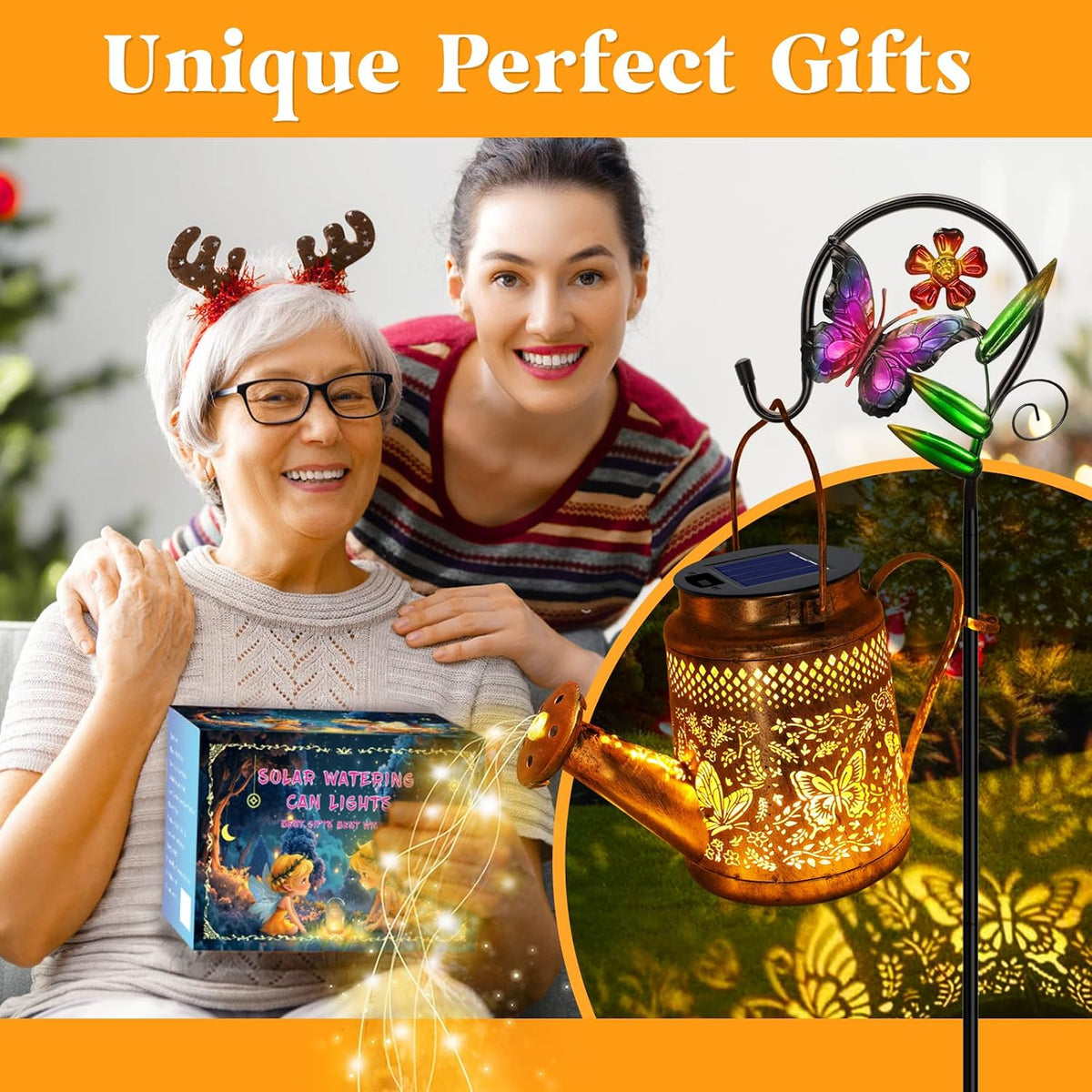 Solar Watering Can with Lights, Birthday Gifts for Mom Women Mother's Day, Outdoor Garden Decor Sunflower Solar Garden Lights for Outdoor Pathway Yard Lawn Patio, Waterproof Gardening Decorations