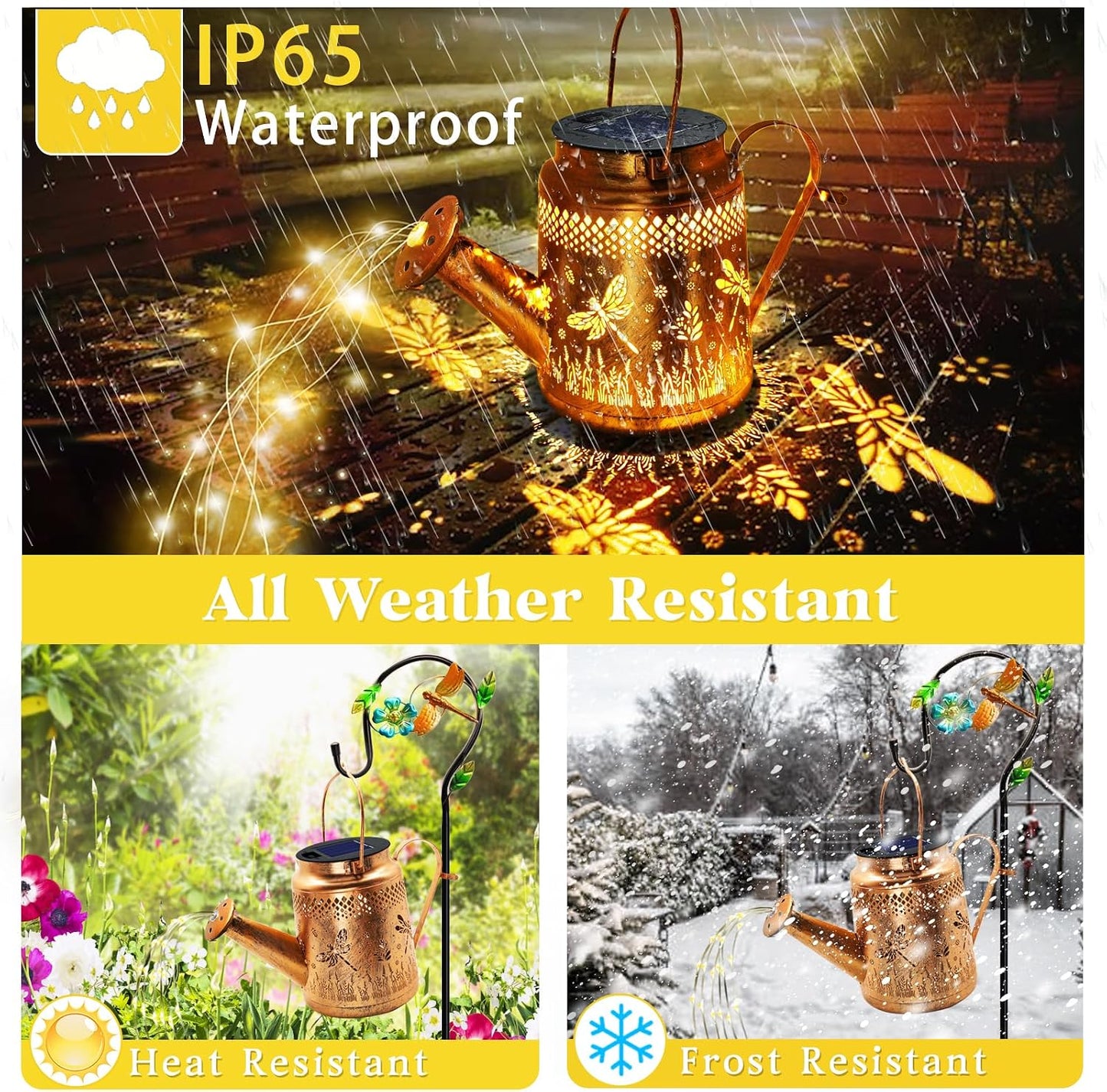 Solar Watering Can with Lights, Birthday Gifts for Mom Women Mother's Day, Outdoor Garden Decor Sunflower Solar Garden Lights for Outdoor Pathway Yard Lawn Patio, Waterproof Gardening Decorations
