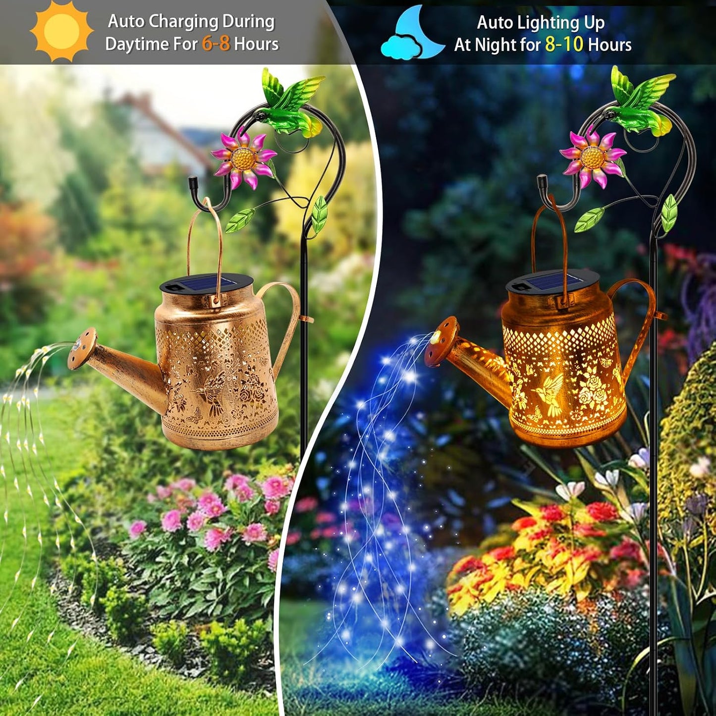 Solar Watering Can with Lights, Birthday Gifts for Mom Women Mother's Day, Outdoor Garden Decor Sunflower Solar Garden Lights for Outdoor Pathway Yard Lawn Patio, Waterproof Gardening Decorations