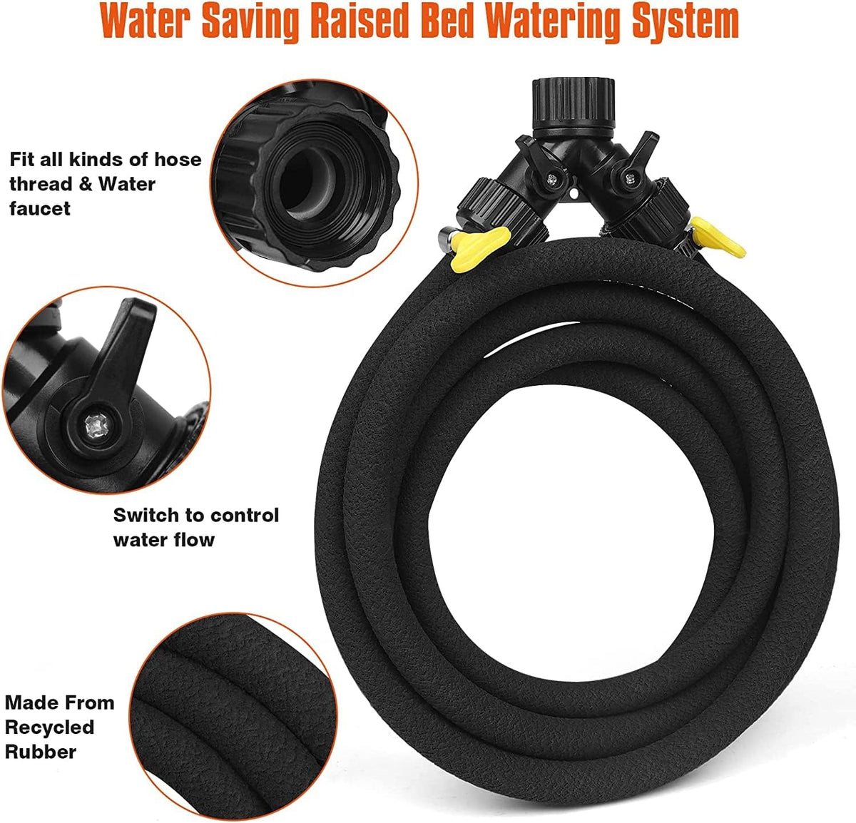 10FT 1/2-Inch Soaker Hose for Trees, Garden Soaker Hose Ring with Y Splitter,Leak-Resistant Watering System