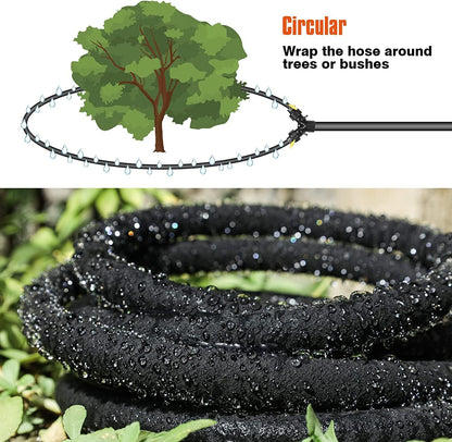 10FT 1/2-Inch Soaker Hose for Trees, Garden Soaker Hose Ring with Y Splitter,Leak-Resistant Watering System