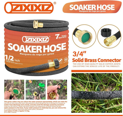 10FT 1/2-Inch Soaker Hose for Trees, Garden Soaker Hose Ring with Y Splitter,Leak-Resistant Watering System