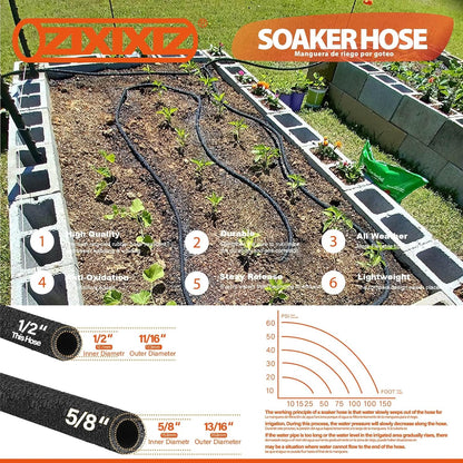 10FT 1/2-Inch Soaker Hose for Trees, Garden Soaker Hose Ring with Y Splitter,Leak-Resistant Watering System