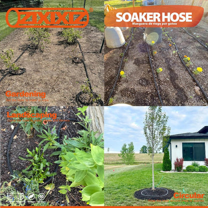 10FT 1/2-Inch Soaker Hose for Trees, Garden Soaker Hose Ring with Y Splitter,Leak-Resistant Watering System