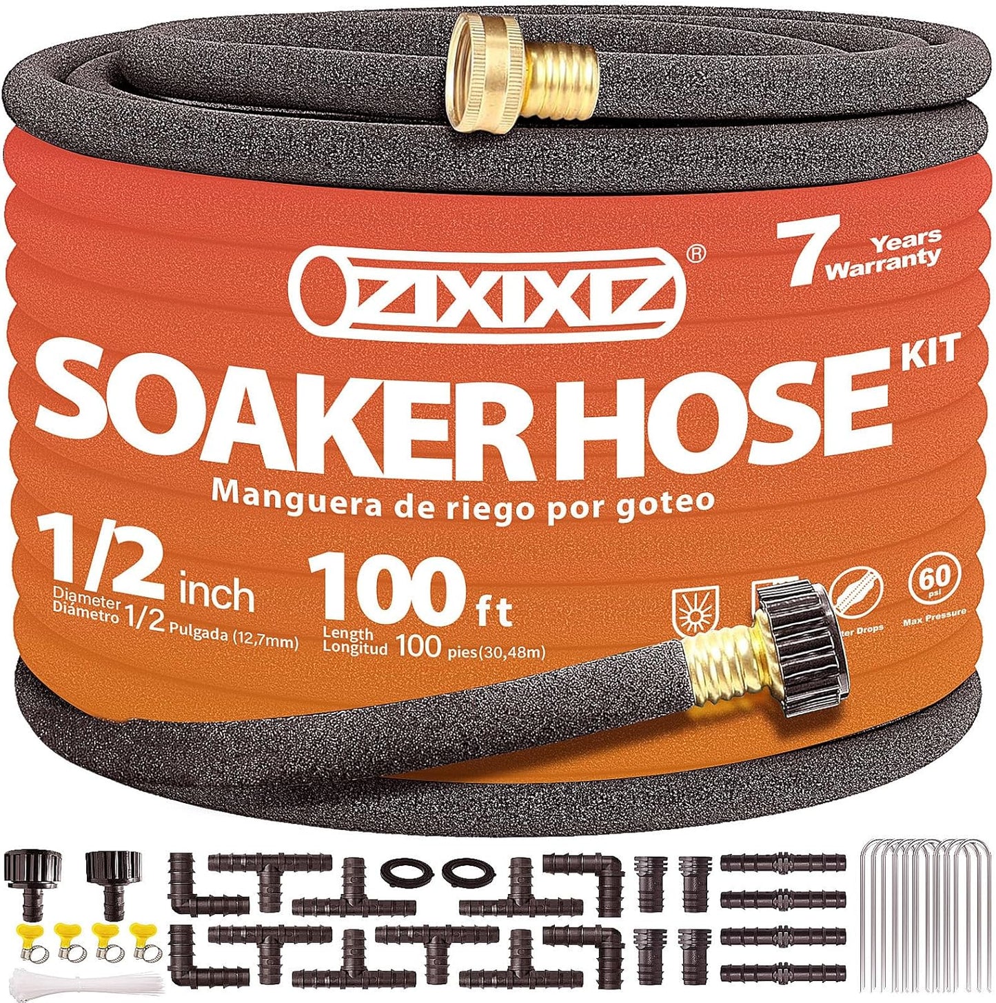 10FT 1/2-Inch Soaker Hose for Trees, Garden Soaker Hose Ring with Y Splitter,Leak-Resistant Watering System