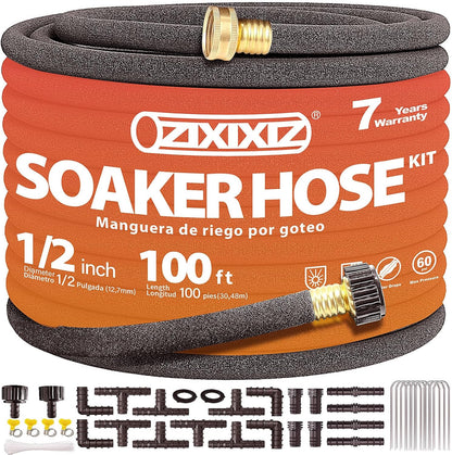 10FT 1/2-Inch Soaker Hose for Trees, Garden Soaker Hose Ring with Y Splitter,Leak-Resistant Watering System