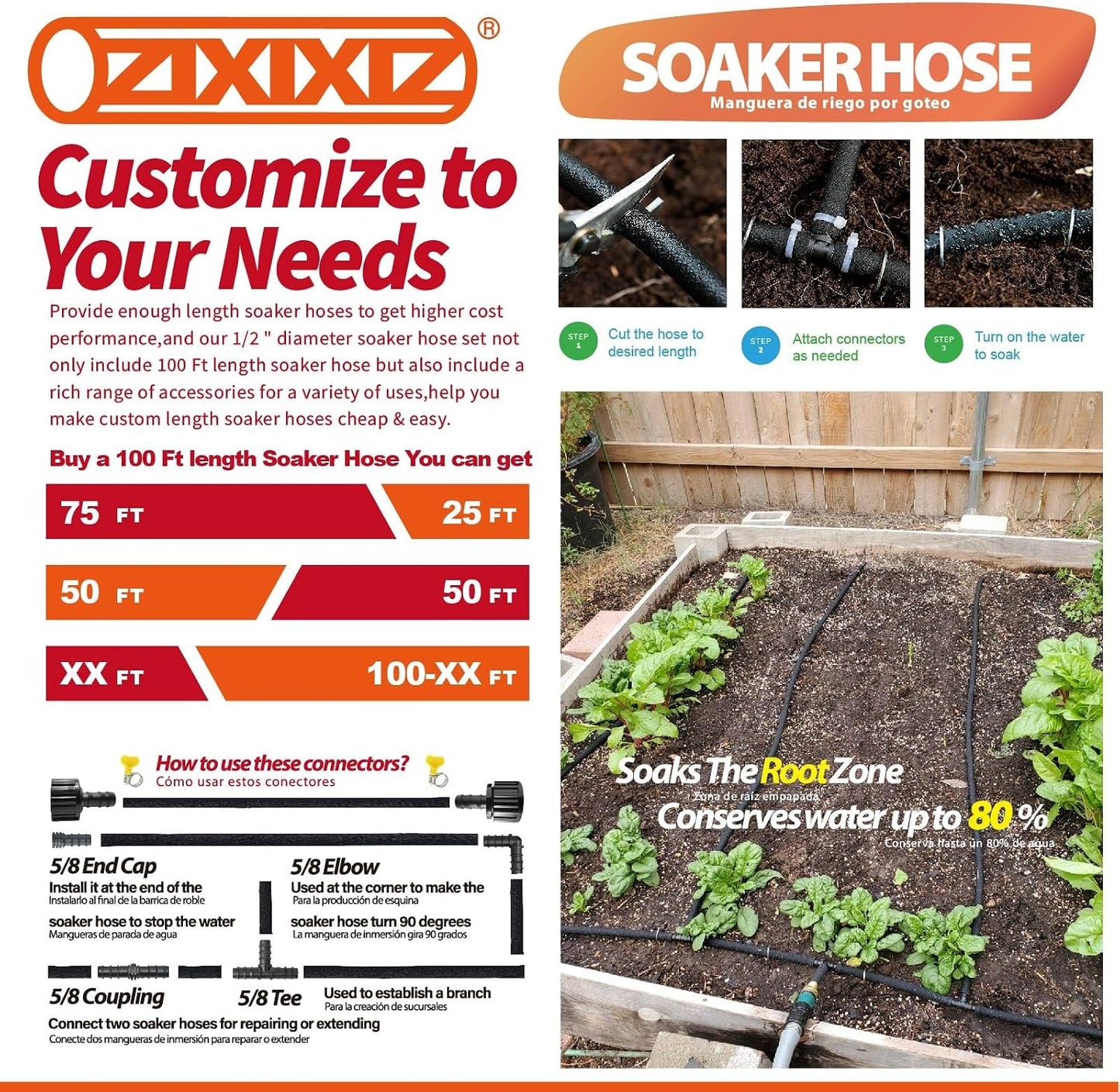 10FT 1/2-Inch Soaker Hose for Trees, Garden Soaker Hose Ring with Y Splitter,Leak-Resistant Watering System