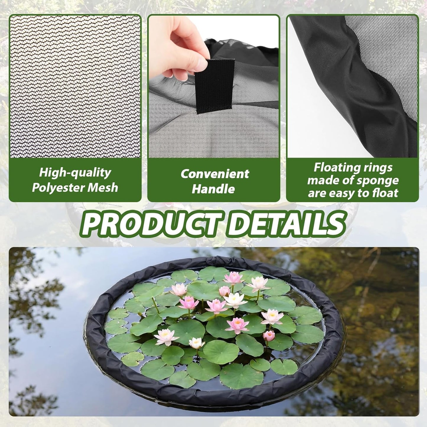 3 Pack Floating Plant Barrier Floating Island Plant Protector, Flora Fish Barrier for Garden Water Features Pond Protection(35/32/24 Inches)