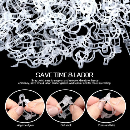 300 PCS Plant Support Clips, Plastic Garden Plant Ties, Tomato Clips Trellis for Tomato Cucumber Flower Squash Vine, 1” Inner Diameter for Climbing Plants