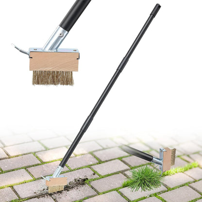 Crack Weeder Moss Remover Brush with 45 inch Handle,Manual Crevice Weeding Tool Stand Weed Puller Grout Brush for Deck,Patio,Sidewalk, Walkway,Driveway, Paving,Crevice Cleaning Tool