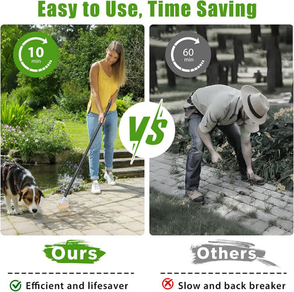 Crack Weeder Moss Remover Brush with 45 inch Handle,Manual Crevice Weeding Tool Stand Weed Puller Grout Brush for Deck,Patio,Sidewalk, Walkway,Driveway, Paving,Crevice Cleaning Tool