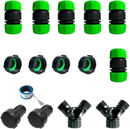 é Fittings for 1/2" Soaker Hose and Garden Hose, Repair Fitting Kit include Female Connector& Male Connector & Straight Connector&Two-way Valve Connectors(1/2 fittings kit).