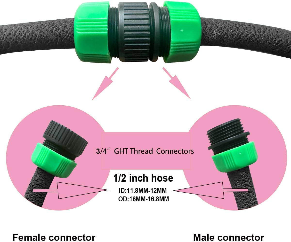 é Fittings for 1/2" Soaker Hose and Garden Hose, Repair Fitting Kit include Female Connector& Male Connector & Straight Connector&Two-way Valve Connectors(1/2 fittings kit).