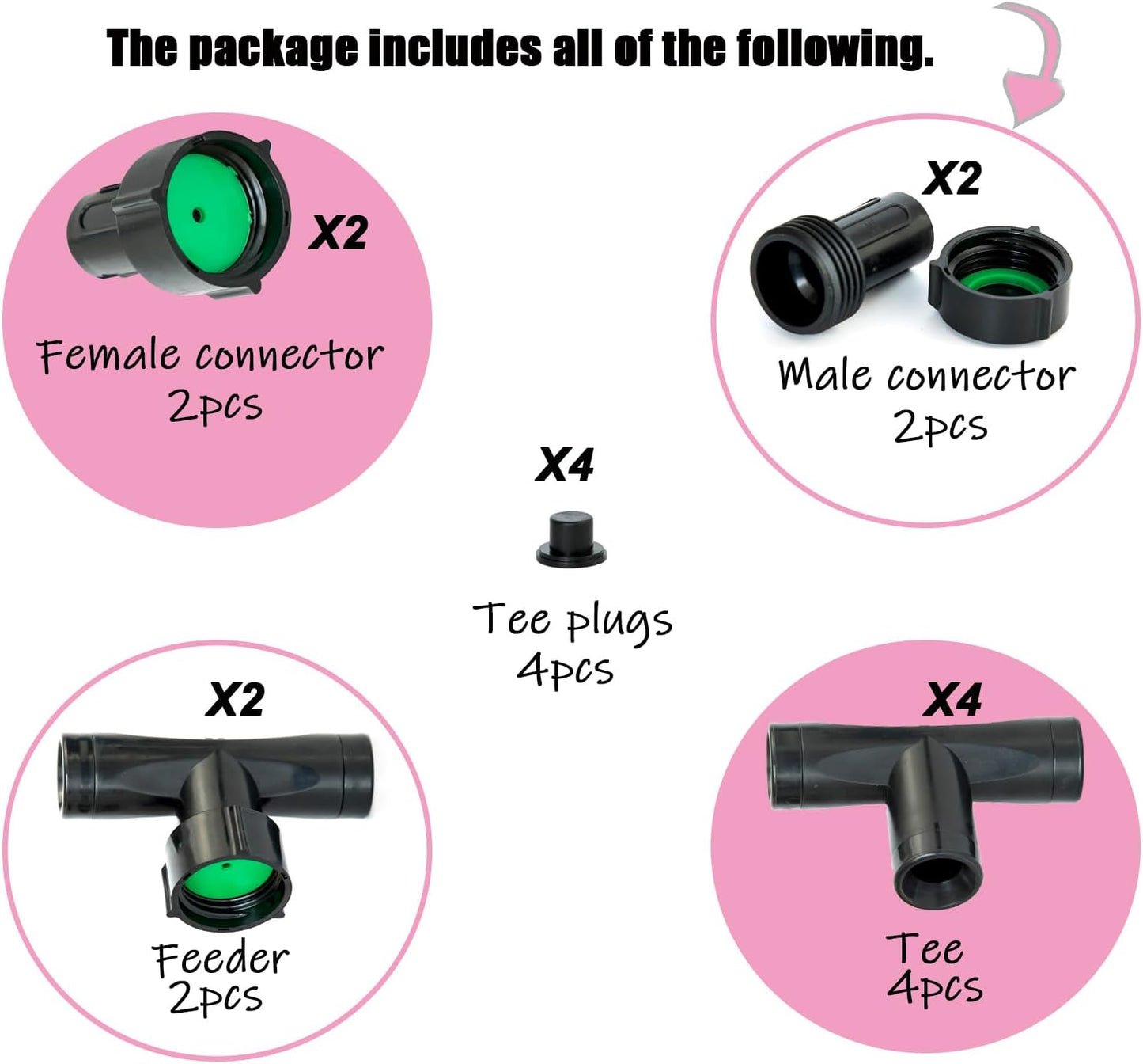 é Fittings for 1/2" Soaker Hose and Garden Hose, Repair Fitting Kit include Female Connector& Male Connector & Straight Connector&Two-way Valve Connectors(1/2 fittings kit).