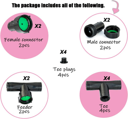 é Fittings for 1/2" Soaker Hose and Garden Hose, Repair Fitting Kit include Female Connector& Male Connector & Straight Connector&Two-way Valve Connectors(1/2 fittings kit).