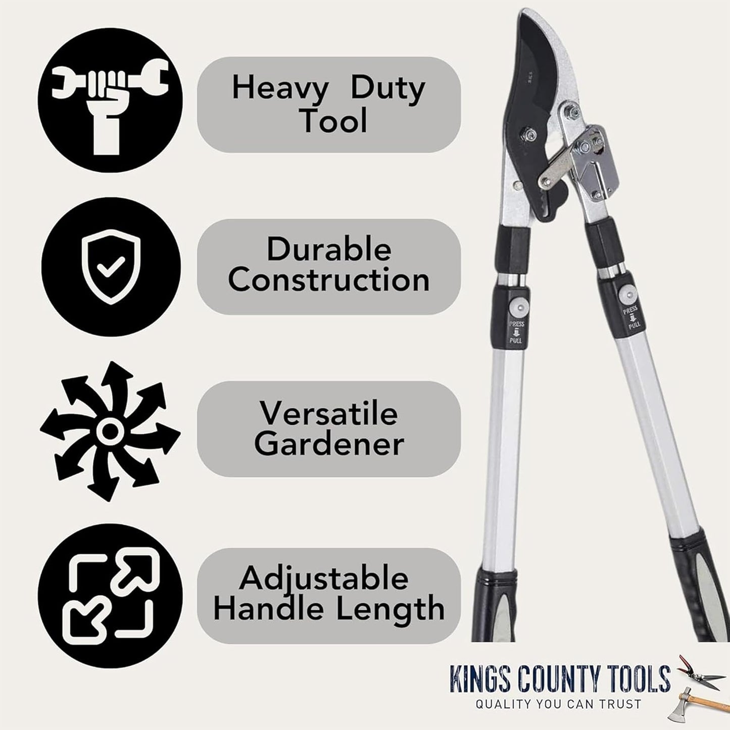 Tree Trimmer Loppers with 26" - 40" Long Handles