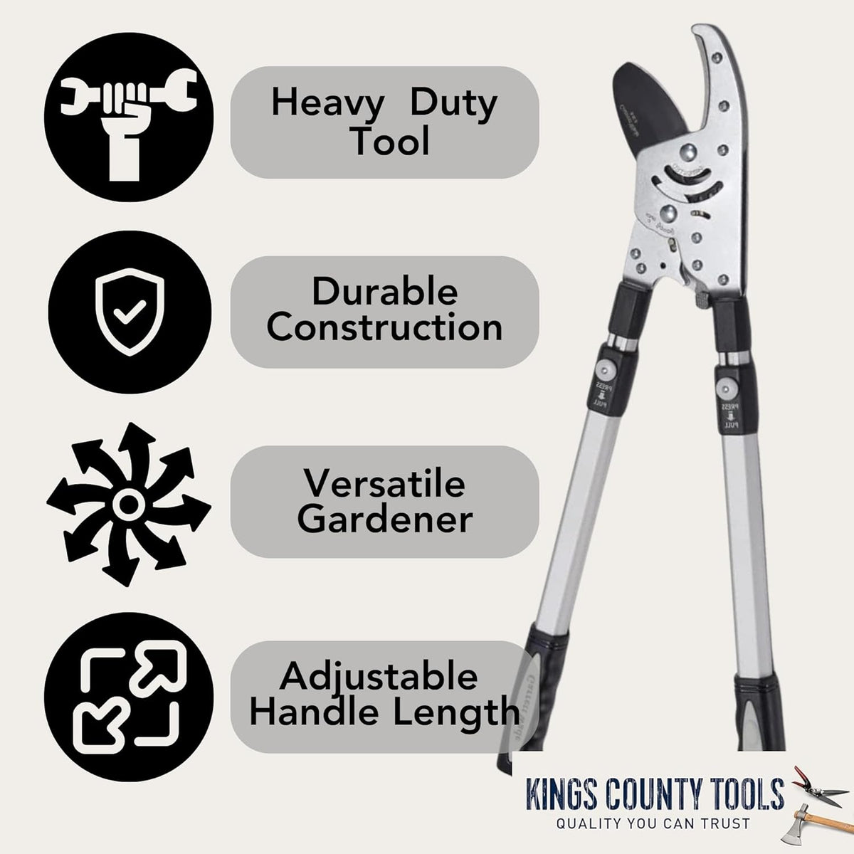 Tree Trimmer Loppers with 26" - 40" Long Handles