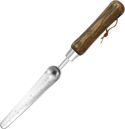 Narrow Stainless Steel Garden Trowel with Wood Handle - Heavy Duty Hand Shovel for Digging, Weeding, Planting & Transplanting, Sharp Garden Spade Tool for Tough Soil and Roots