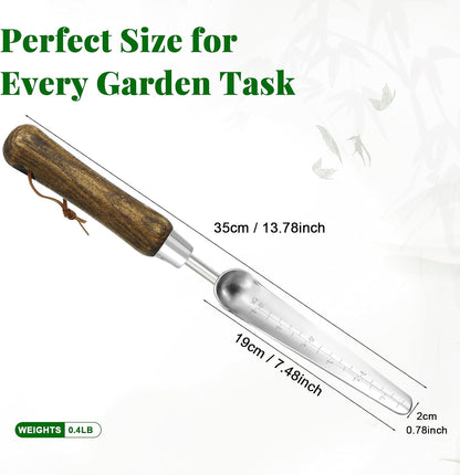 Narrow Stainless Steel Garden Trowel with Wood Handle - Heavy Duty Hand Shovel for Digging, Weeding, Planting & Transplanting, Sharp Garden Spade Tool for Tough Soil and Roots