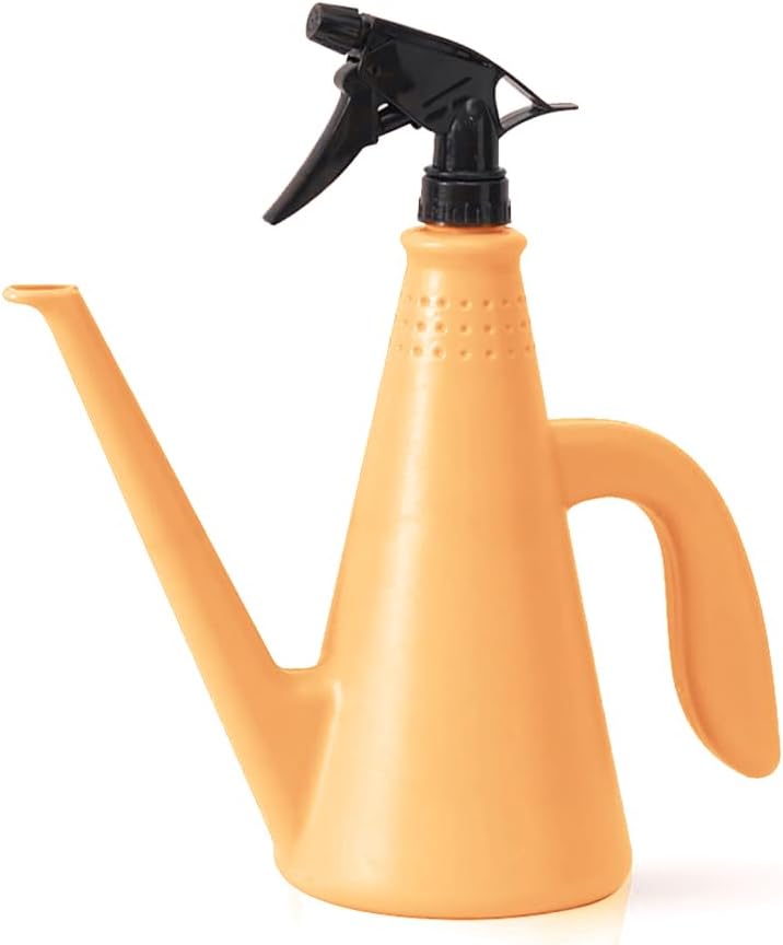 Plant Watering Can with Sprayer - 2 in 1 Watering Can Indoor Outdoor with Mister Water Spray Bottle for Plants - Indoor Watering Cans for House Plants, Flowers & Succulents - 34oz (Orange)